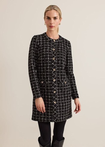 Phase Eight Mylee Tweed Tunic Dress Black Australia | FJ8625134